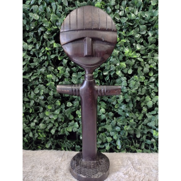 Vintage African Wood Statue Figurine Malawi Tribal Art Decor Sculpture - Picture 1 of 7